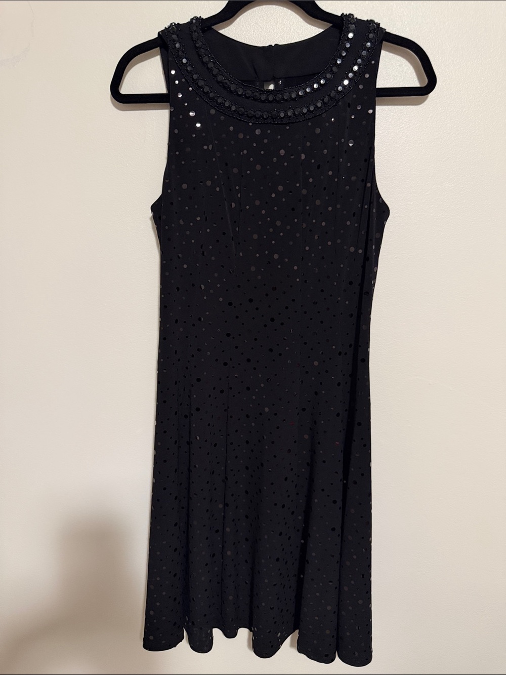 connected apparel Black Beaded Neckline Sleeveless Dress